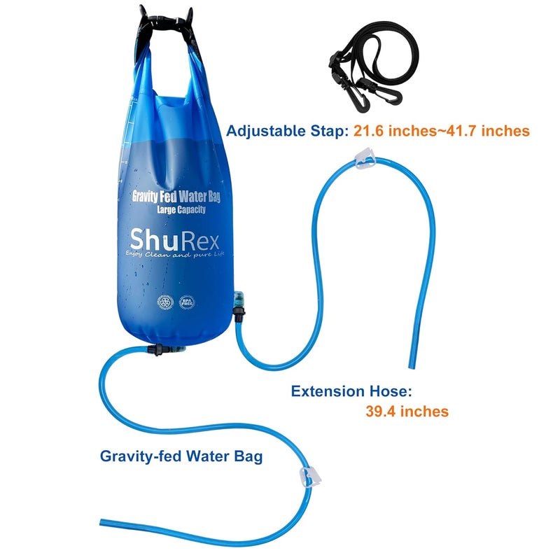 ShuRex 3-Gal Gravity-Fed Water Bag with 2 Outlet Pipes for Sawyer Water Filtration System Survival Water Filter Straw, Compatible with LifeStraw and Other Water Filter Straw, BPA-Free (12L/3Gal) - Image 2